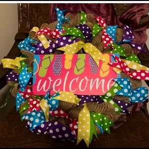 welcome flip flop door wreath